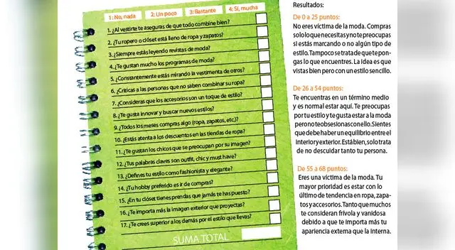 Seguir la moda te puede dar toques de belleza y estilo, pero también puedes caer en la frivolidad y verte sin personalidad. Realiza el siguiente test.