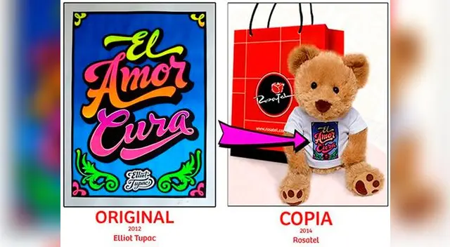Artista acusa a Rosatel de plagiar un diseño suyo para osito de peluche.