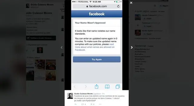 Guido Culasso no puede entrar a su cuenta de Facebook