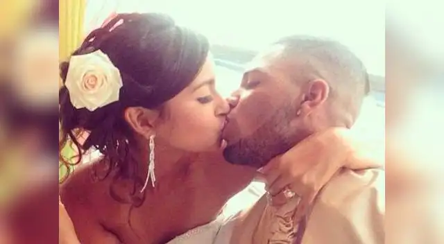 Con su esposa Delany López.