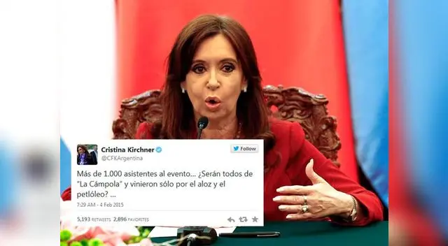 Cristina Fernández y su mensaje en Twitter.