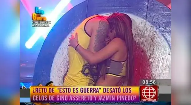  Gino Assereto y Jazmín Pinedo en escena de celos.