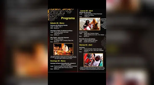 Programa de Semana Santa 2015 en el Rímac.