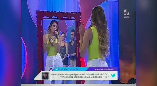 Milett Figueroa y su mamá en Jueves Santo con Peluchín y Gigi.