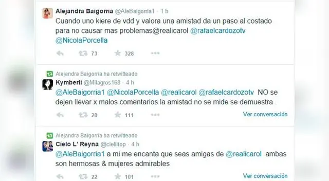 Alejandra Baigorria se pronunció en Twitter sobre su relación con Nicola Porcella. Alejandra Baigorria se pronunció en Twitter sobre su relación con Nicola Porcella.