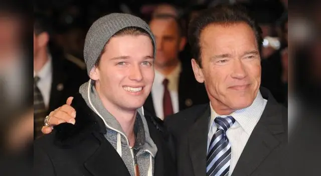 El actor Arnold Schwarzenegger junto a su hijo