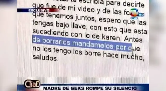 Este es el mensaje que escribió la popular "Candy" a Geks