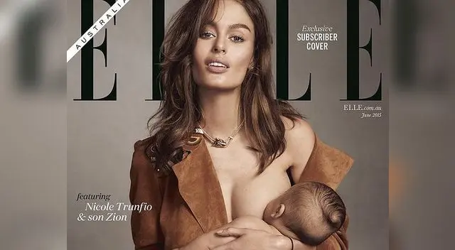 Modelo australiana se muestra dandod e lactar a su bebé