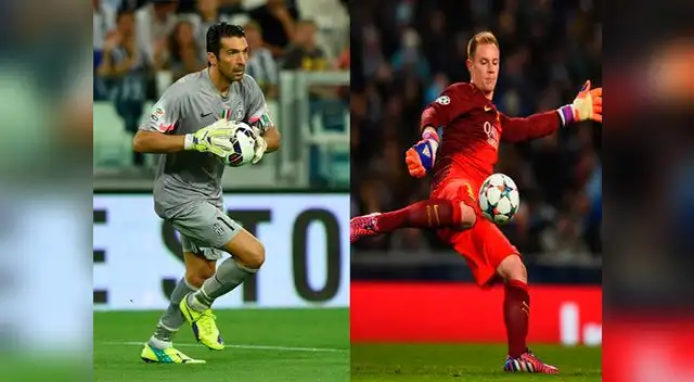 Los arqueros Ter Stegen (Barcelona) y Buffon (Juventus) Los arqueros Ter Stegen (Barcelona) y Buffon (Juventus)