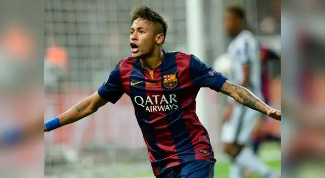 Neymar celebra su gol, que llegó cuando el partido ya terminaba Neymar celebra su gol, que llegó cuando el partido ya terminaba