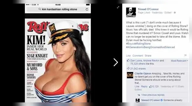 Esta es la publicación en Facebook de Sinead O' Connor Esta es la publicación en Facebook de Sinead O' Connor