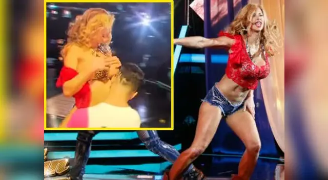 Xoana González y su accidente de vestuario. Xoana González y su accidente de vestuario.