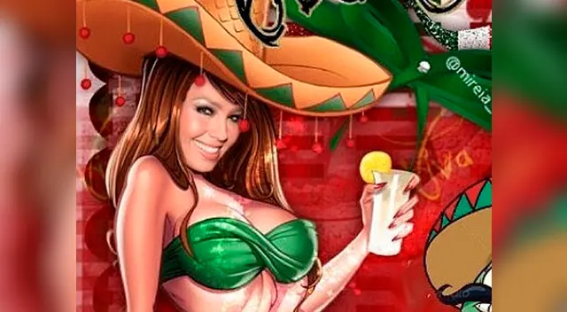 Thalía con un bikini muy patriota y celebrando con tequila