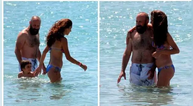 Sherezade y Onur en playa de Turquía. Sherezade y Onur en playa de Turquía.