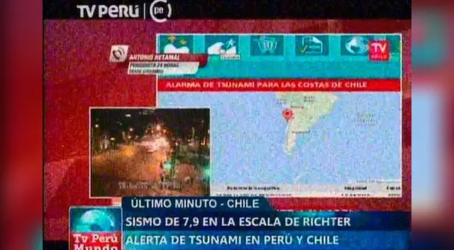 Se ha emitido alerta de tsunami para Perú y Chile. 
