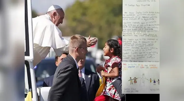 Niña entrega carta aFrancisco