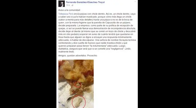 Esta es la prueba que mostró en su red social.