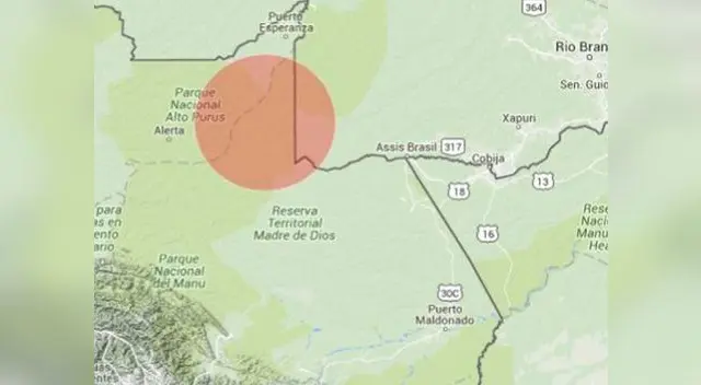 Sismo se registró en Perú y Brasil.