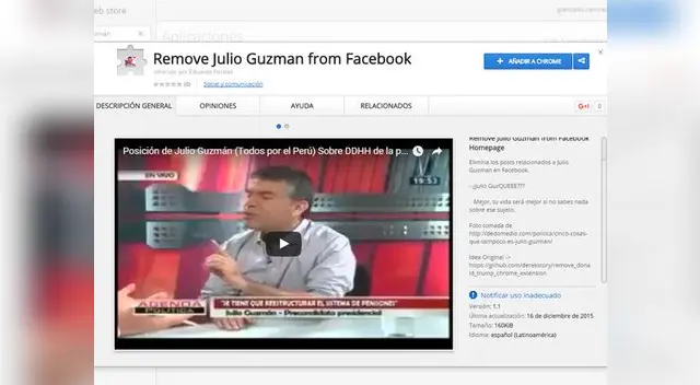 App para remover mensajes de Julio Guzmán está activa. App para remover mensajes de Julio Guzmán está activa.