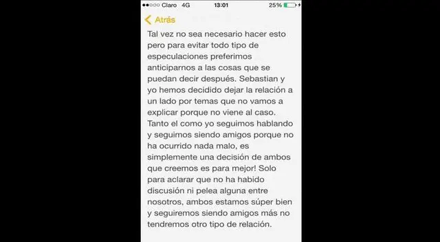 Gianella Rázuri y Sebastián Lizarzaburu ya no son pareja.