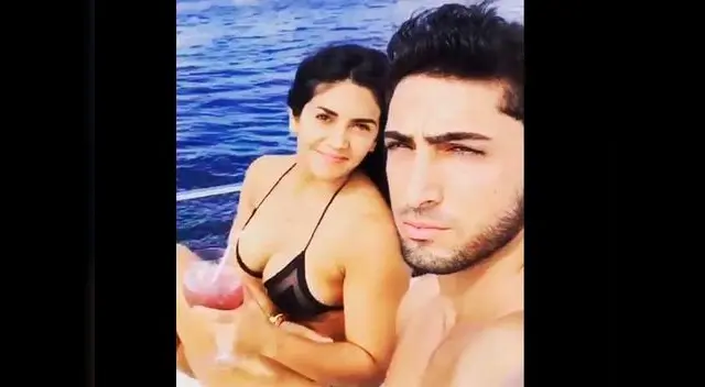 Vania Bludau y su novio.