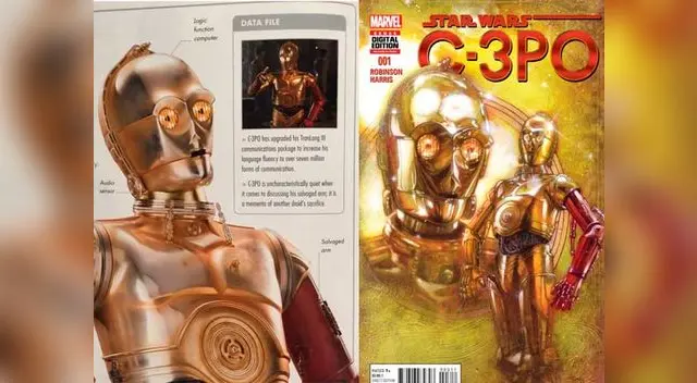 ¿Por qué C-3PO tiene el brazo rojo en 'filme?