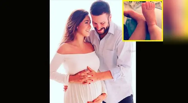 Tilsa Lozano, su pareja y su bebé.