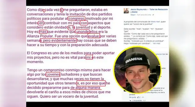 Analizan en Facebook en el mensaje de Mario Hart. Analizan en Facebook en el mensaje de Mario Hart.