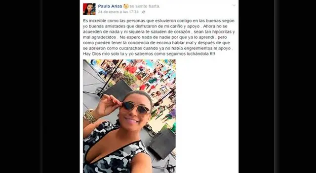 Mensaje contundente de Paula Arias. Mensaje contundente de Paula Arias.