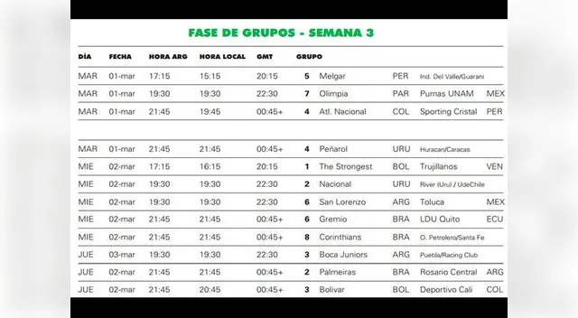 Copa Libertadores. Semana 3.
