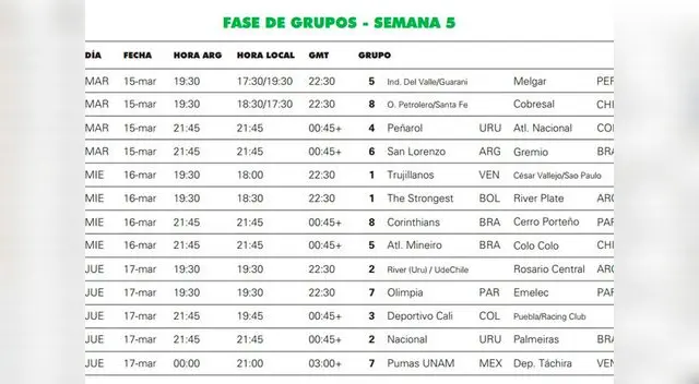 Copa Libertadores. Semana 5.