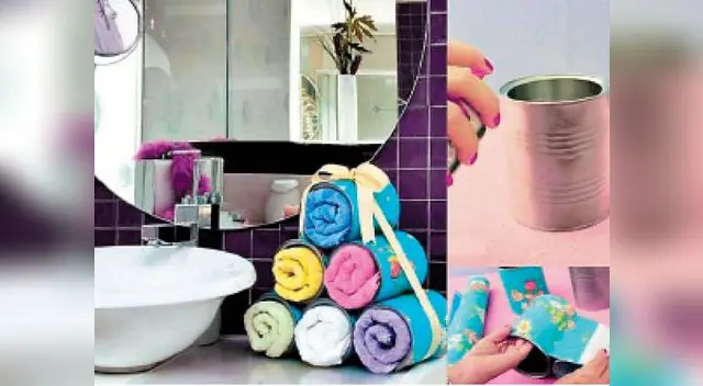 Trata de combinar los colores de tus latas con las paredes de tu baño.