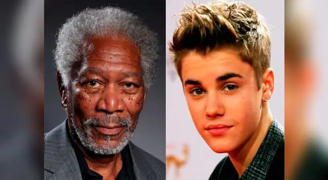 Morgan Freeman y Justin Bieber. Morgan Freeman y Justin Bieber.