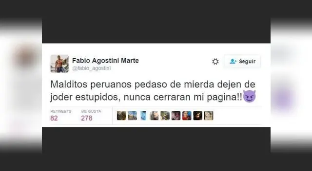 Fabio Agostini siguió faltando respeto a los peruanos Fabio Agostini siguió faltando respeto a los peruanos