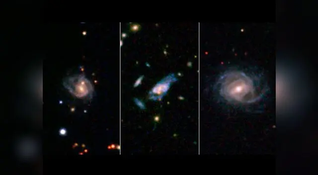 Ejemplo de tres galaxias súper espirales.