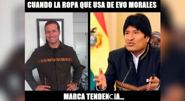Meme de René Gastelumendi tras vestirse como Evo