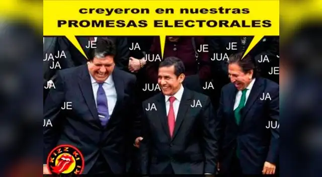 Alan García, Ollanta Humala y Alejandro Toledo, juntos, haciendo sorna sobre los electores. 