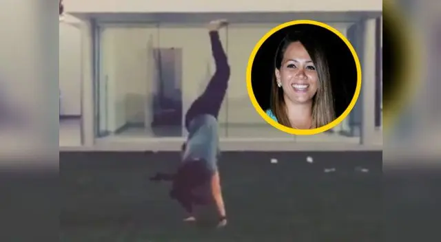 Melissa Klug realiza voltereta y fans aplauden su ejercicio.