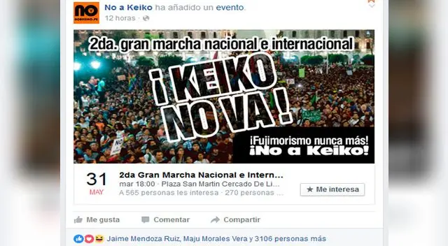 Convocatoria en Facebook