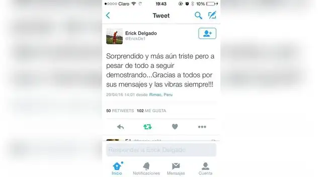 Este el twitter que publicó el meta de la franja