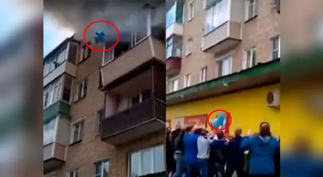 El padre lanzó a sus hijos para que se salven del incendio 