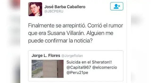 José Barba Caballero y el mensaje en el que se burla de la mujer suicida y de Susana Villarán