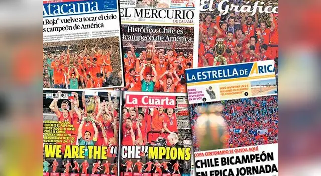 La celebración de los chilenos con el trofeo y el júbilo de la prensa