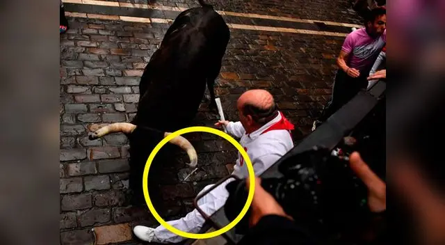 Penúltimo encierro en San Fermín casi termina en tragedia Penúltimo encierro en San Fermín casi termina en tragedia