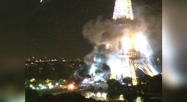 Así fue el estallido en la parte baje de la Torre Eiffel Así fue el estallido en la parte baje de la Torre Eiffel