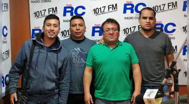 César Rodríguez y su plantel trasmitiendo la Copa Perú