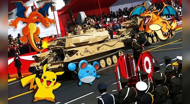 Pikachu y sus amigos no quisieron perderse el desfile militar