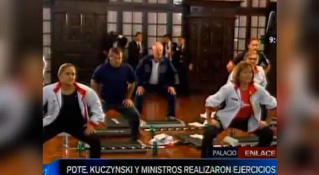 Ejercicios de PPK y sus ministros fueron dentro de Palacio de Gobierno Ejercicios de PPK y sus ministros fueron dentro de Palacio de Gobierno