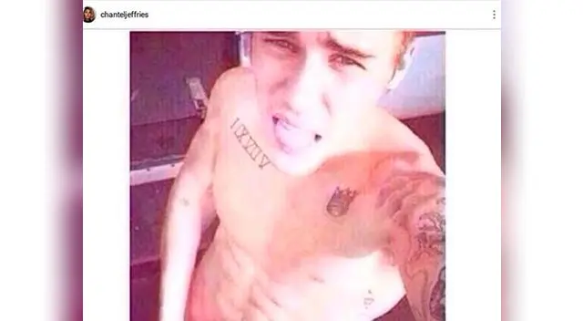 Justin Bieber aparece desnudo y con la mano derecho por entre sus piernas Justin Bieber aparece desnudo y con la mano derecho por entre sus piernas