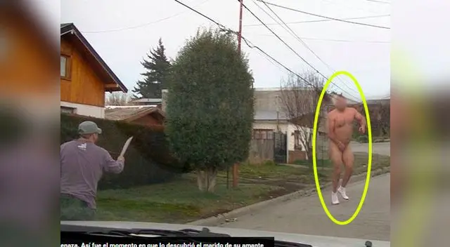 El hombre corrió desnudo por la calle con solo sus zapatillas en mano El hombre corrió desnudo por la calle con solo sus zapatillas en mano